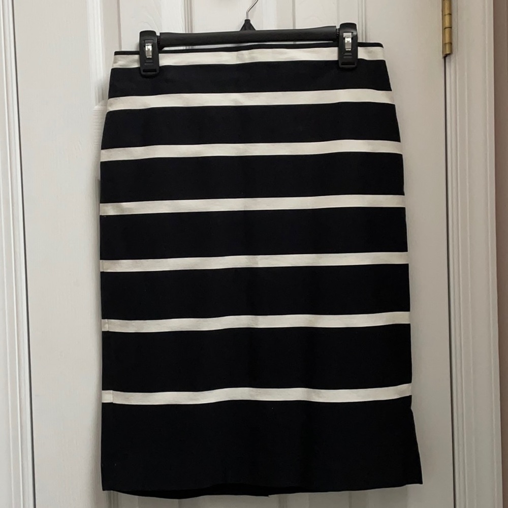 Talbot’s Black and White Striped Pencil Skirt
